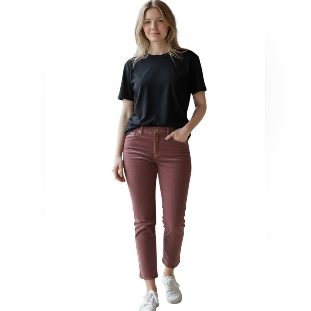 ANTHRO 3x1 W3 Higher Ground Stone Grape Mauve Ankle Crop Brushed Velvet Pants 29